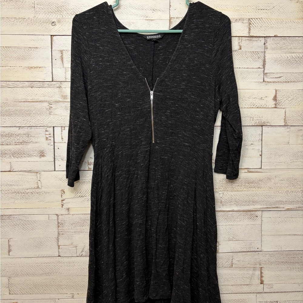 Express space dye zip front fit and flare large dress zip front